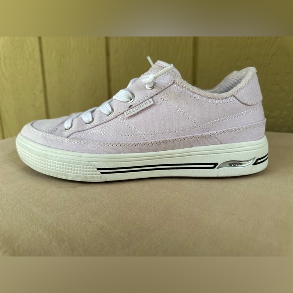 Pink Skechers Arch Fit Arcade Tennis Shoes - Picture 5 of 12